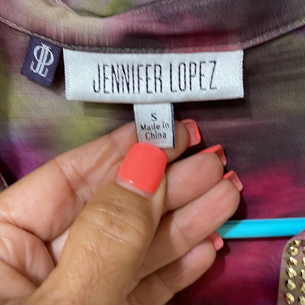 J Lo (Jennifer Lopez) gorgeous watercolor blouse - SZ S - Picture 8 of 8